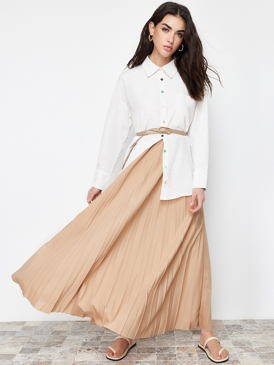 

Trendyol Flared Maxi Skirt, Brown