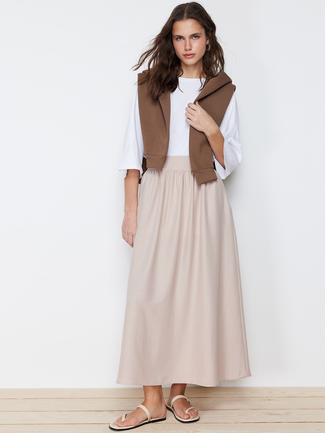 

Trendyol Flared Maxi Skirt, Beige