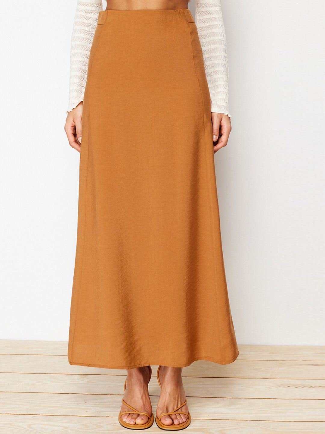 

Trendyol Flared A Line Maxi Skirts, Brown
