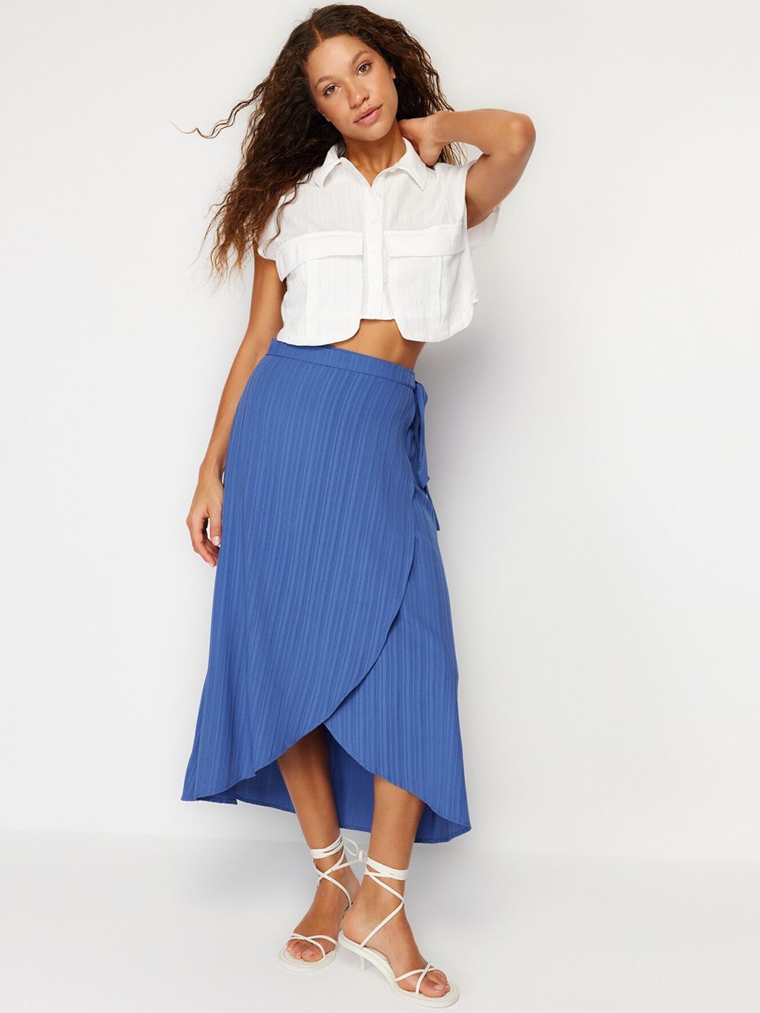 

Trendyol Striped Wrap Maxi Skirts, Blue