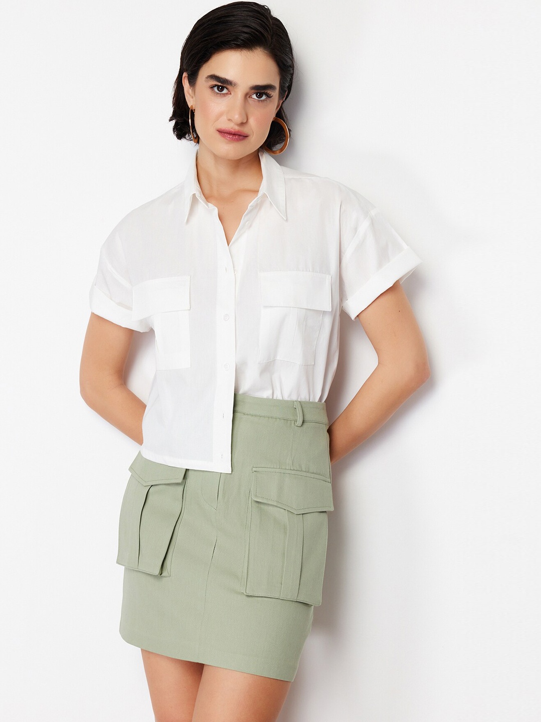

Trendyol Pure Cotton Pencil Mini Skirts, Green