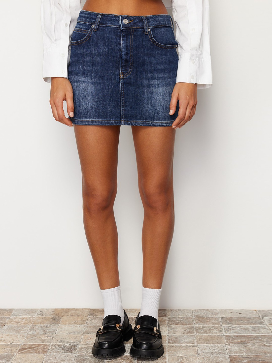 

Trendyol Straight Pencil Mini Skirts, Blue