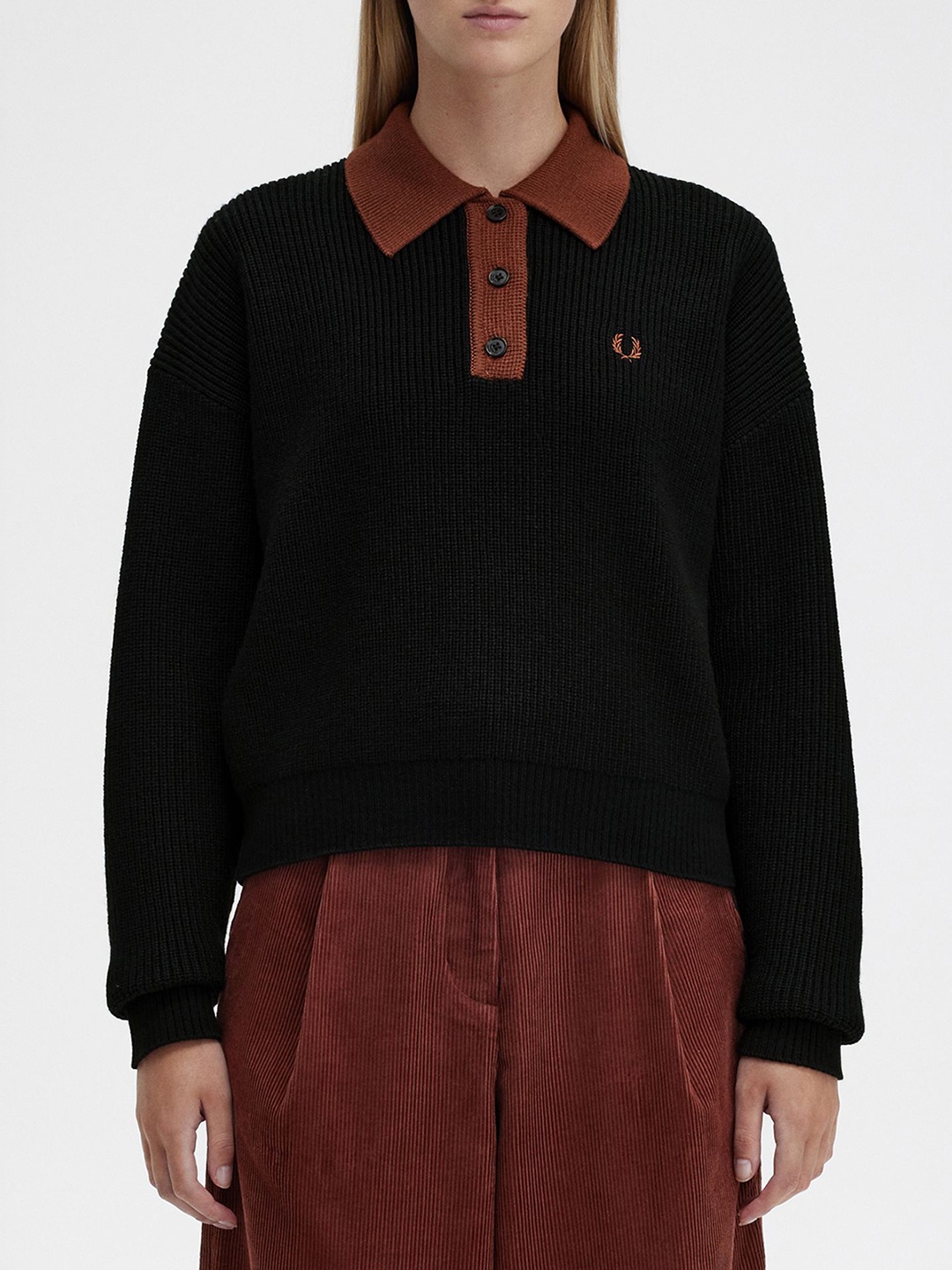 

Fred Perry Woollen Shirt Style Top, Black
