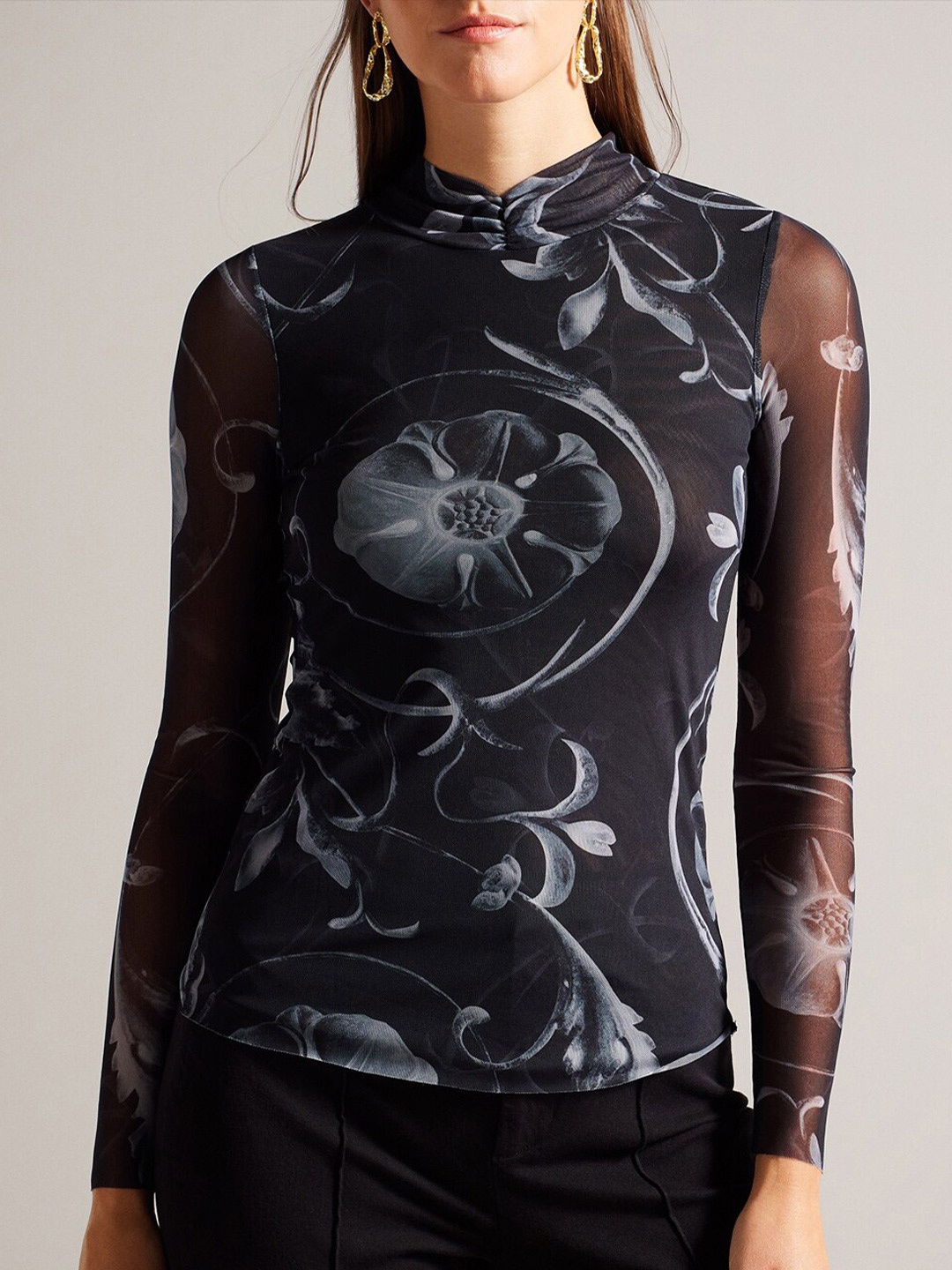 

Ted Baker Floral Print Top, Black
