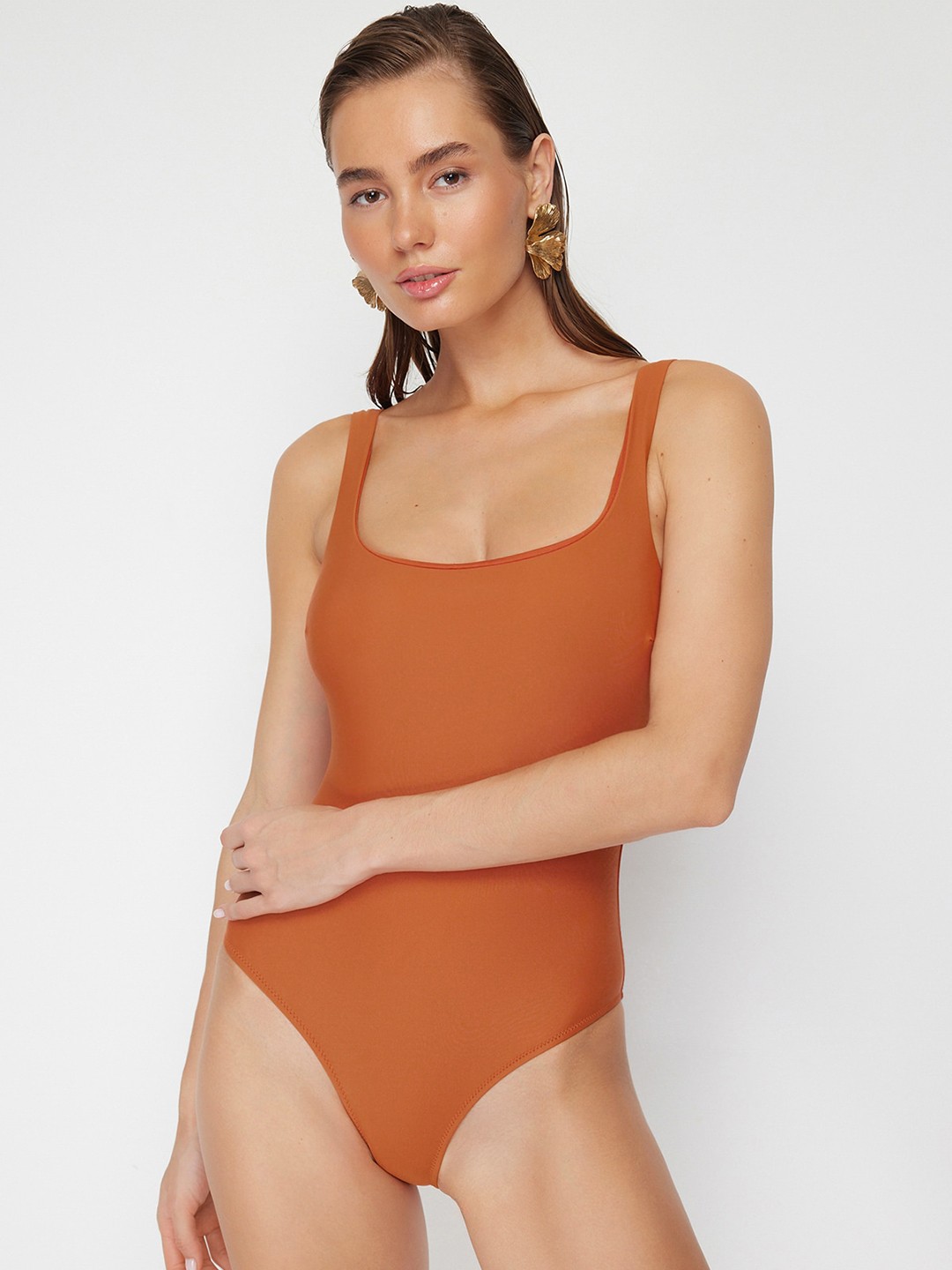 

Trendyol Shoulder Straps Swim Bodysuit, Orange