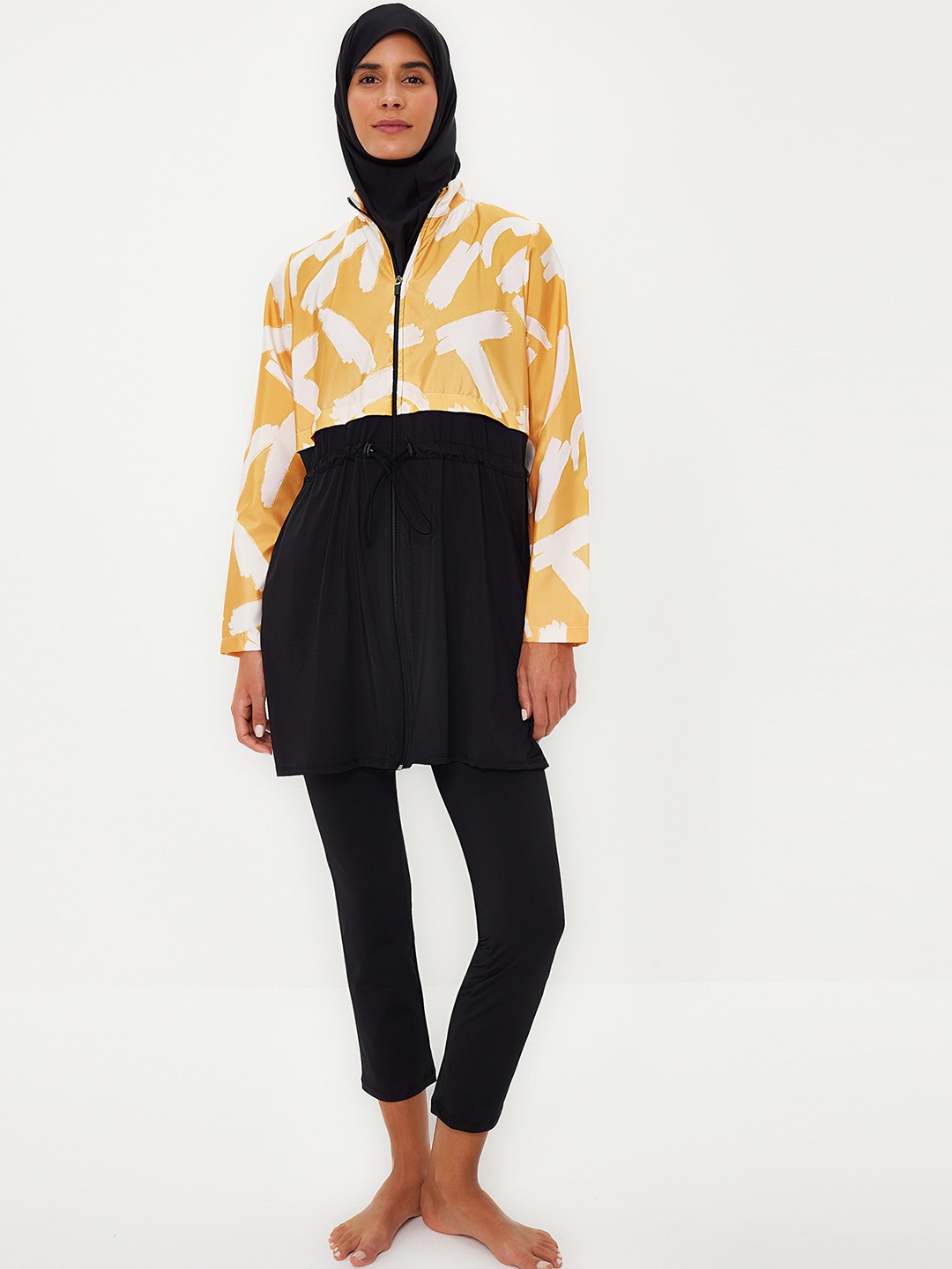 

Trendyol Abstract Printed Long Sleeves Swimwear, Yellow