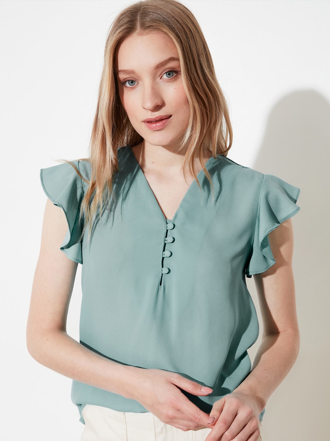 

Trendyol Flutter Sleeve Top, Na