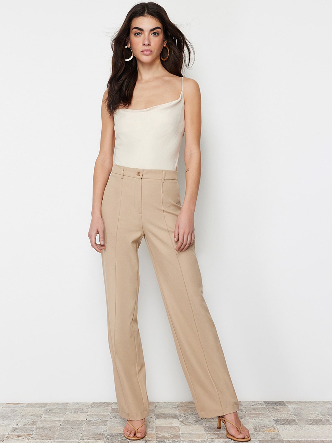 

Trendyol Women Mid Rise Trousers, Brown