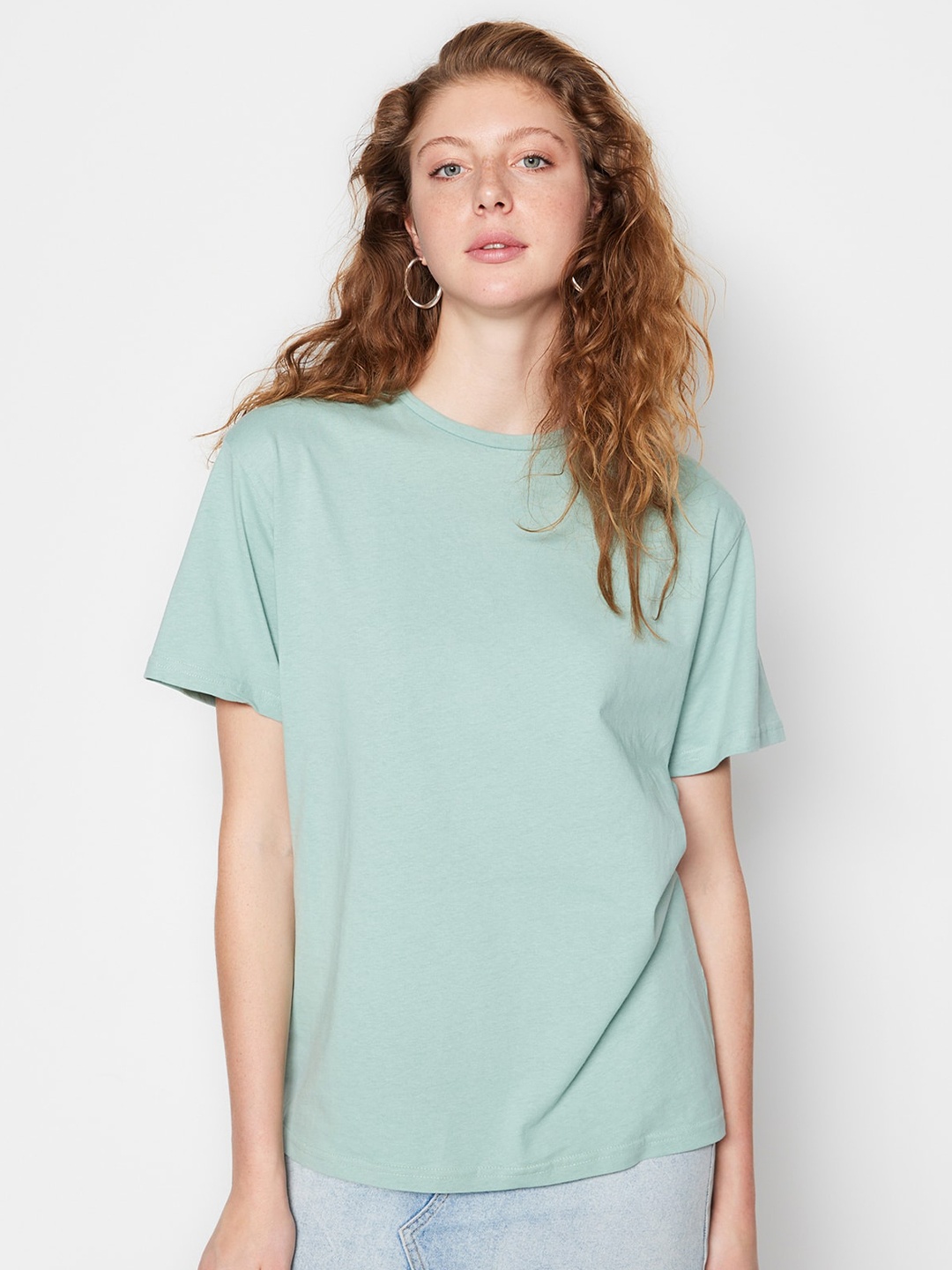

Trendyol Round Neck Short Sleeves Cotton T-shirt, Na