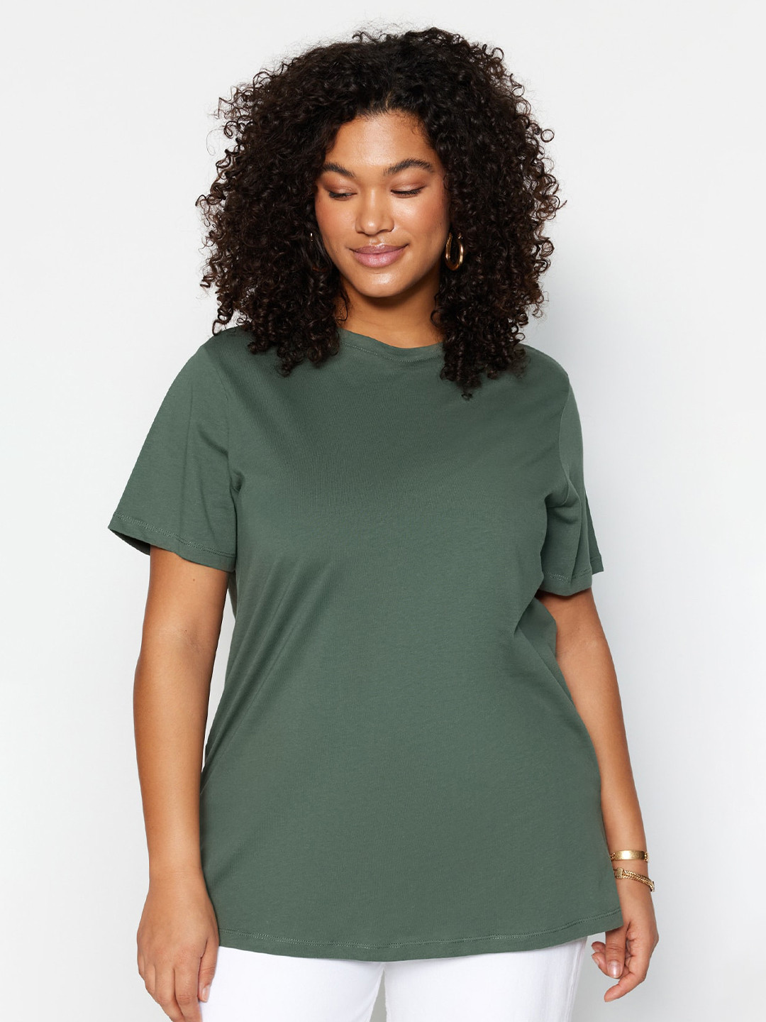 

Trendyol Round Neck Short Sleeves Cotton T-shirt, Green