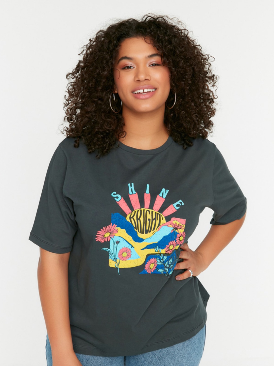 

Trendyol Graphic Printed Cotton T-shirt, Black