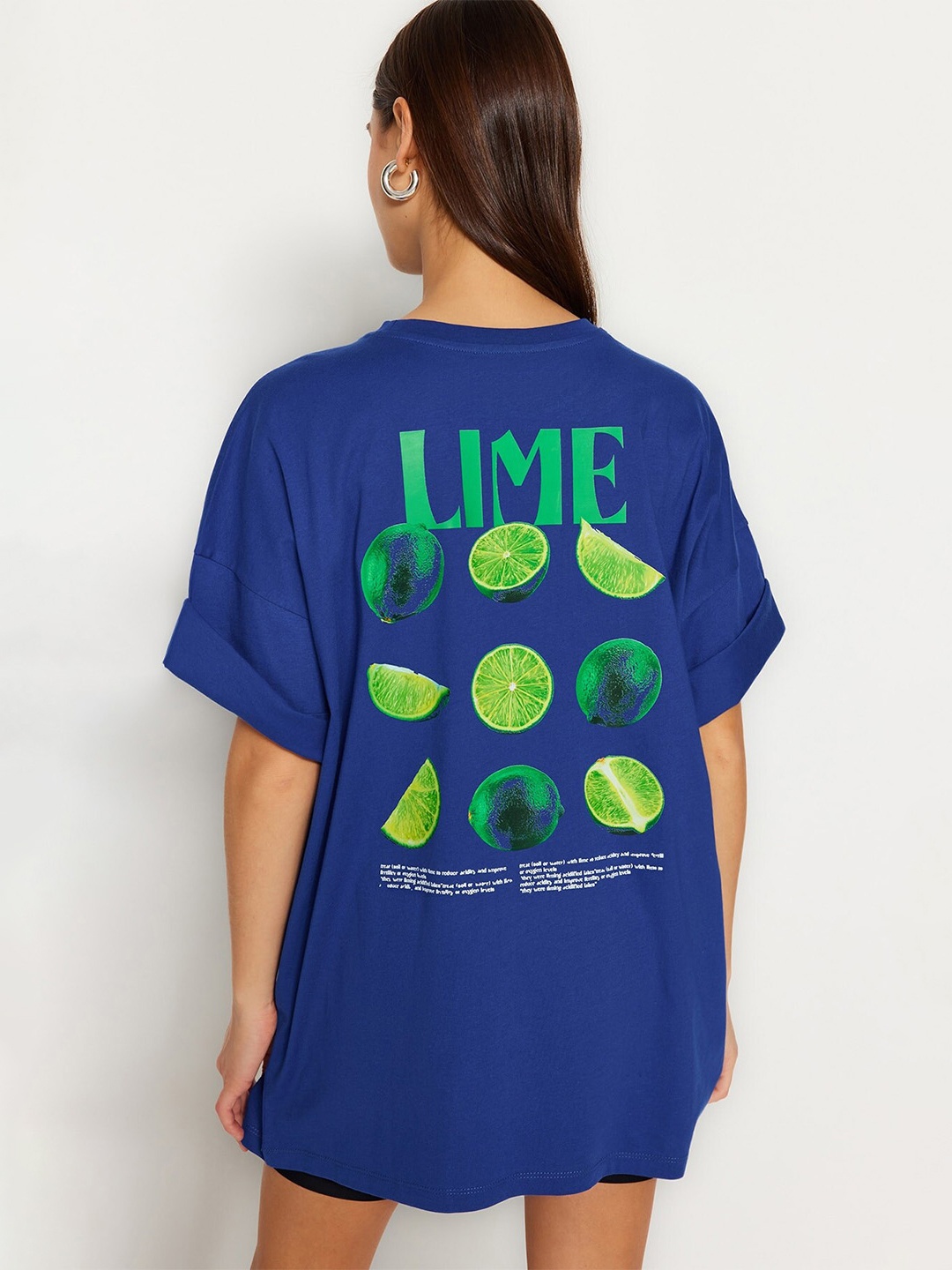 

Trendyol Printed Drop-Shoulder Sleeves Cotton T-shirt, Na