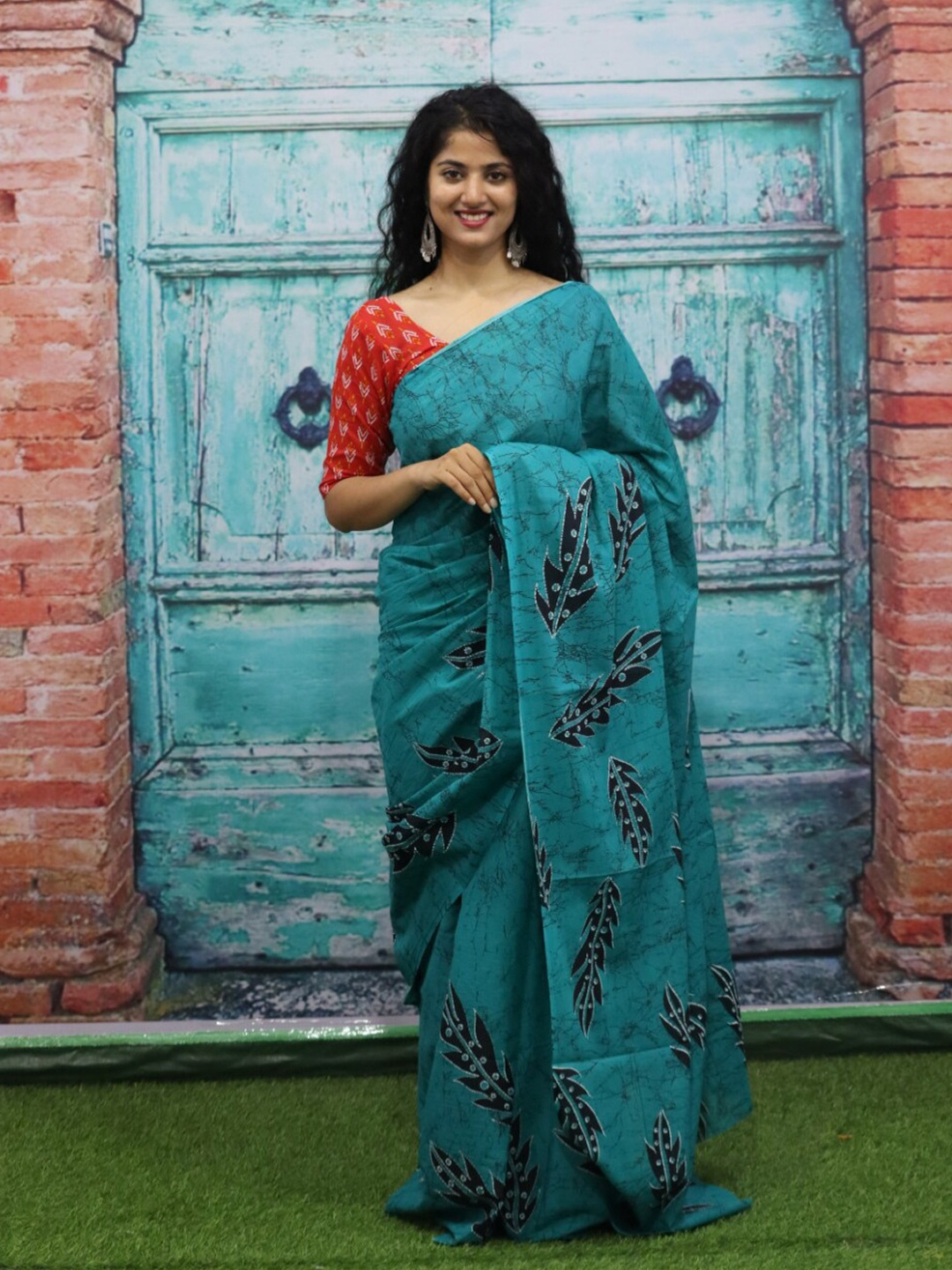 

GK FASHION Pure Cotton Saree, Sea green