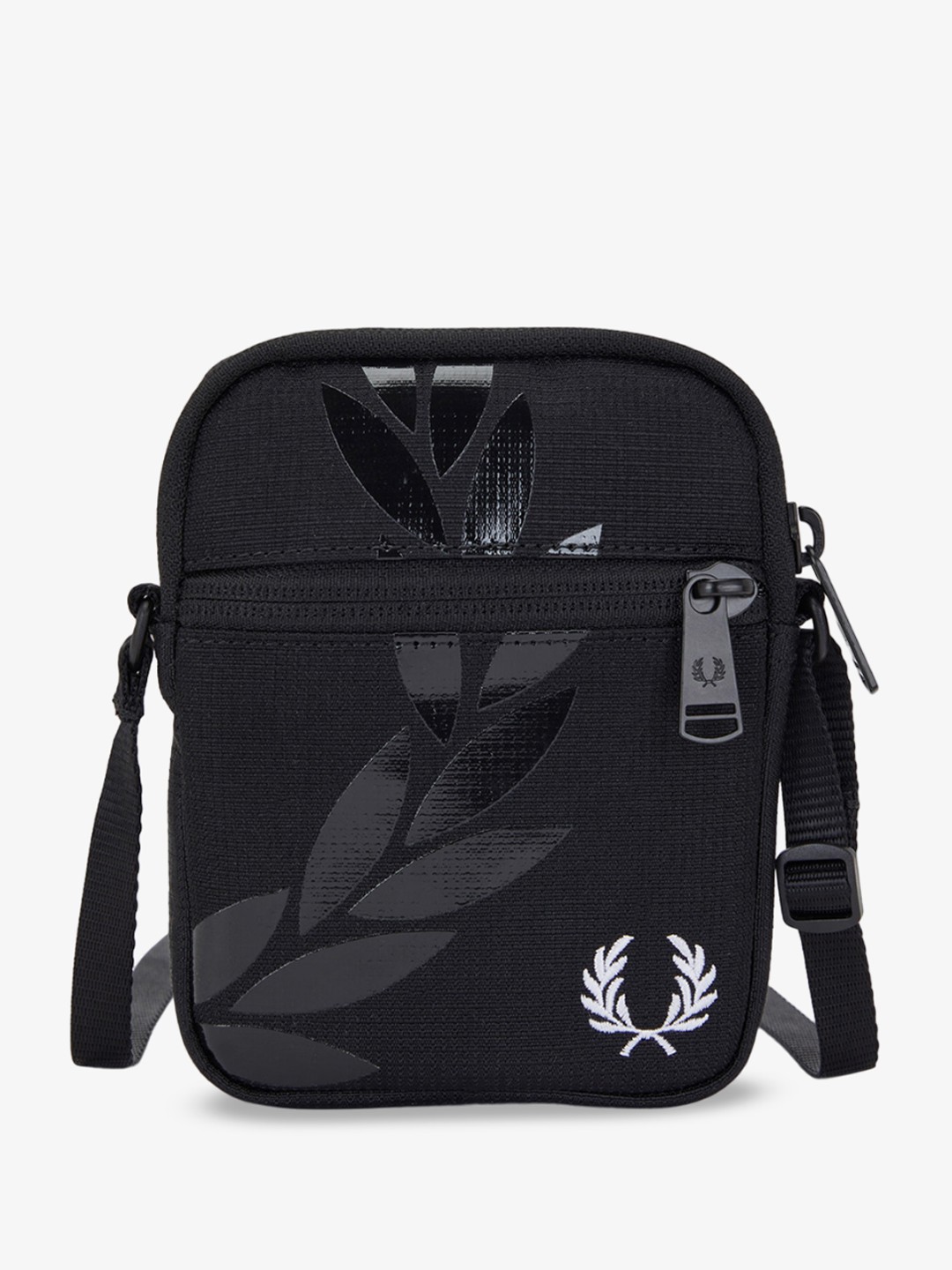 

Fred Perry Geometric Printed Structured Sling Bag, Black