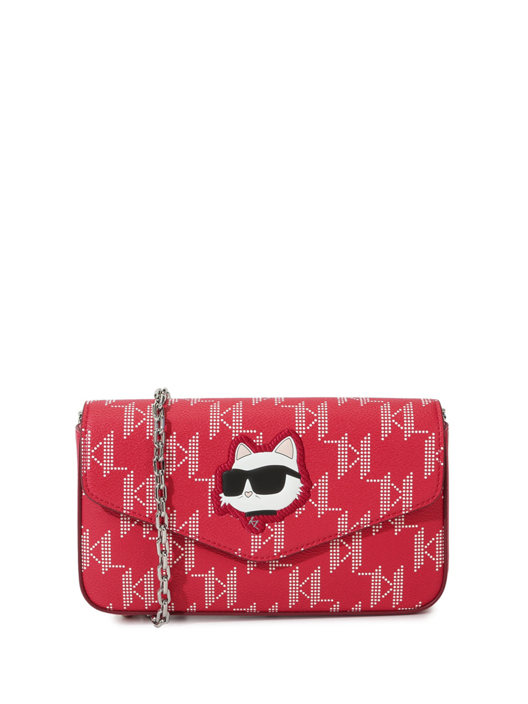 

Karl Lagerfeld Geometric Printed Structured Sling Bag, Red