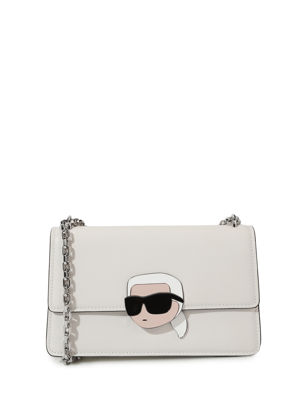 

Karl Lagerfeld Graphic Printed Leather Structured Sling Bag, White