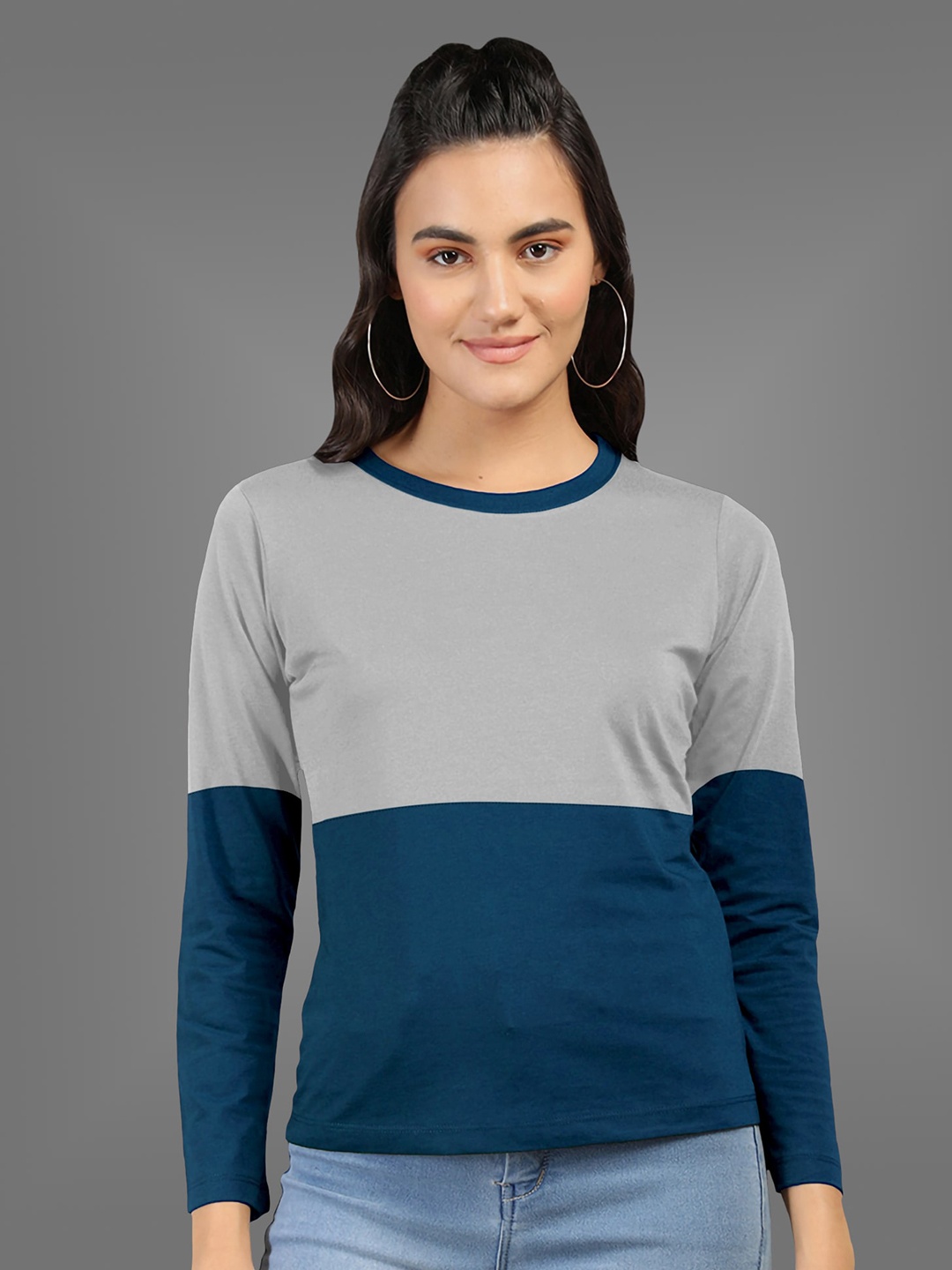 

BAESD Colourblocked Cotton Round Neck T-shirt, Blue