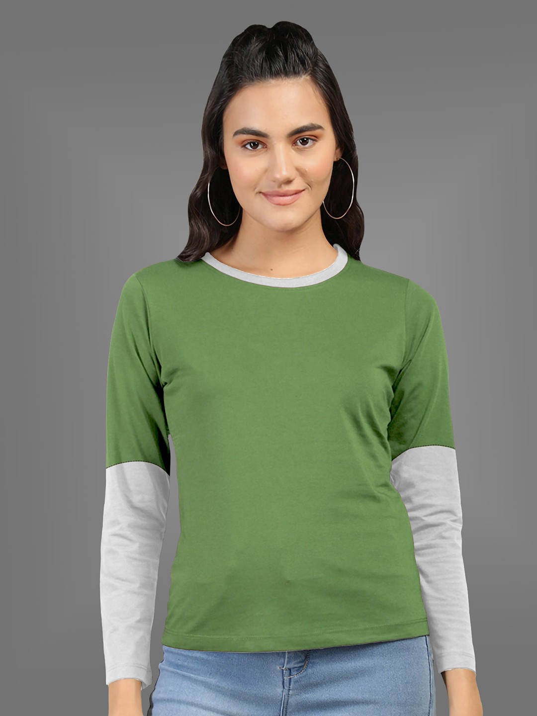 

BAESD Colourblocked Cotton Round Neck T-shirt, Sea green