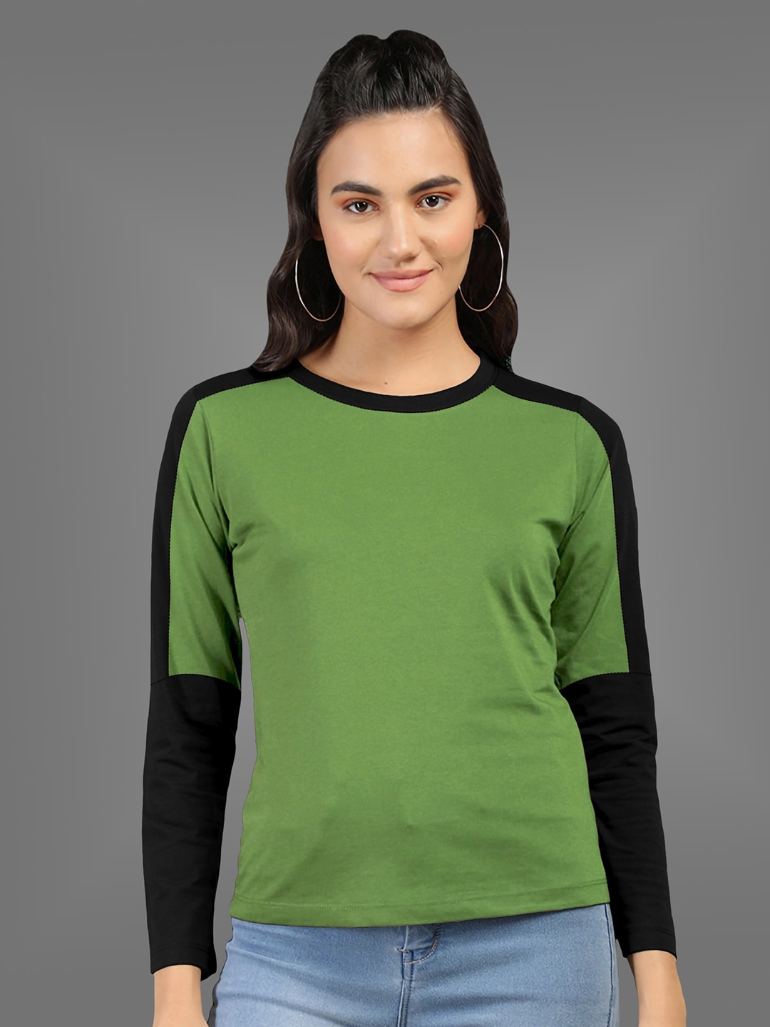 

BAESD Colourblocked Cotton Round Neck T-shirt, Sea green