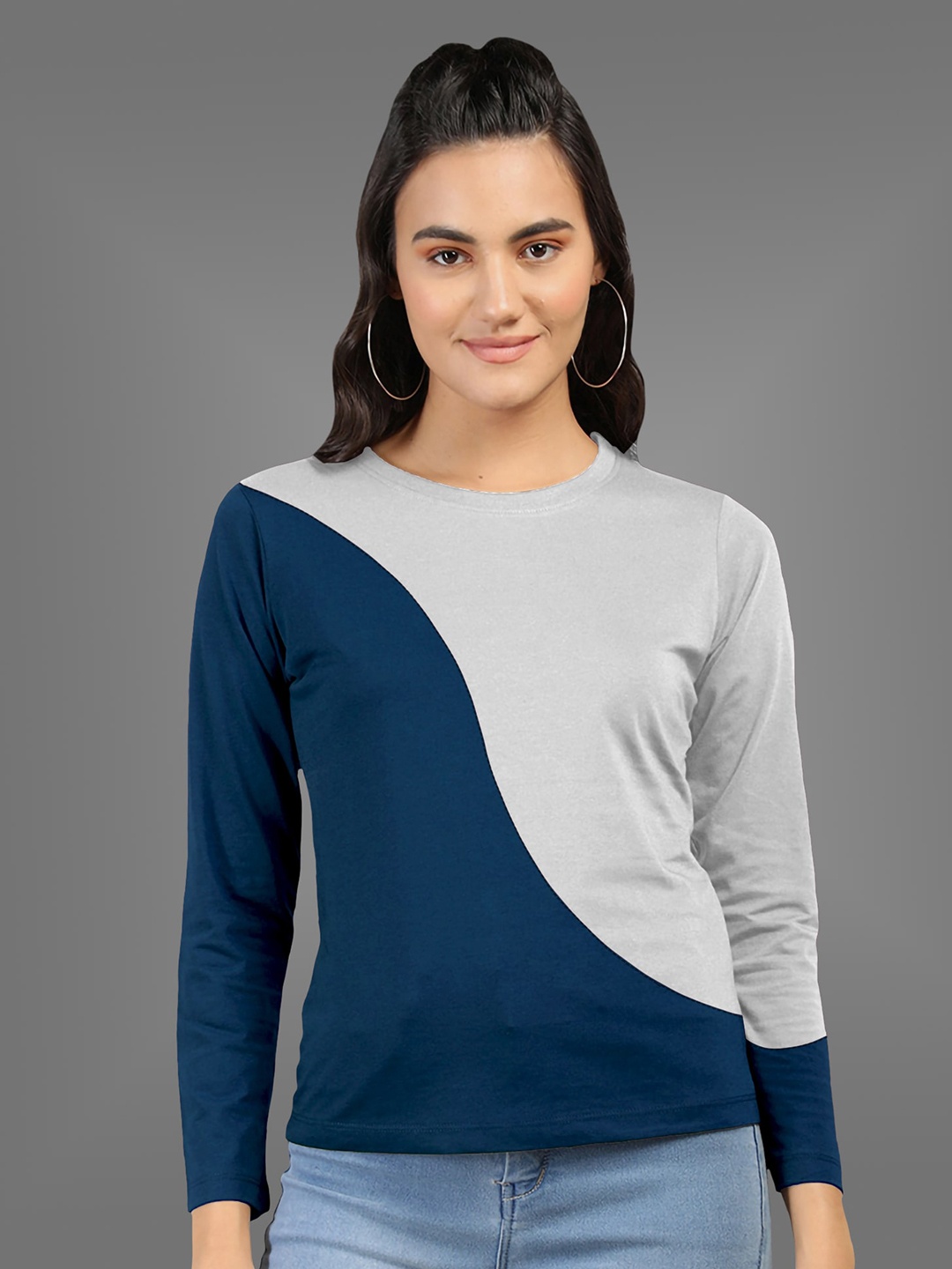 

BAESD Colourblocked Cotton Round Neck T-shirt, Blue
