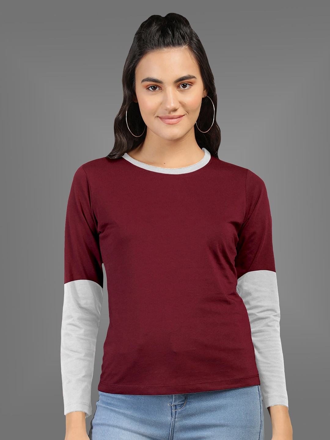 

BAESD Colourblocked Cotton T-shirt, Maroon