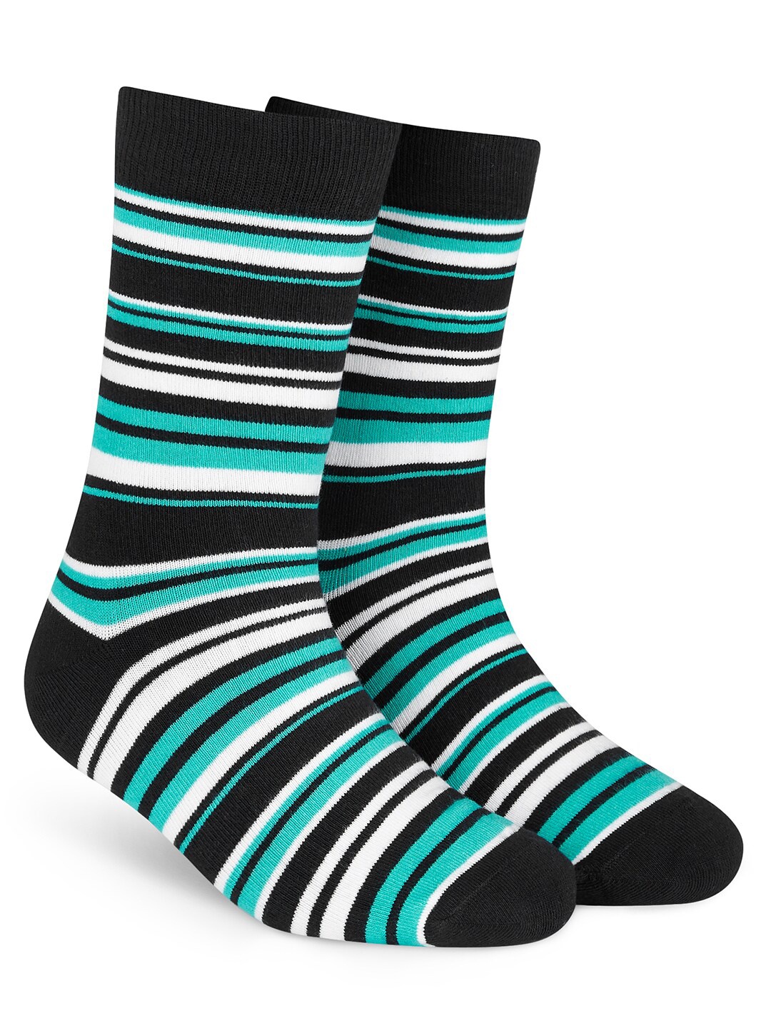 

Dynamocks Unisex Stripe Patterned Anti-microbial Calf-length Socks, Black