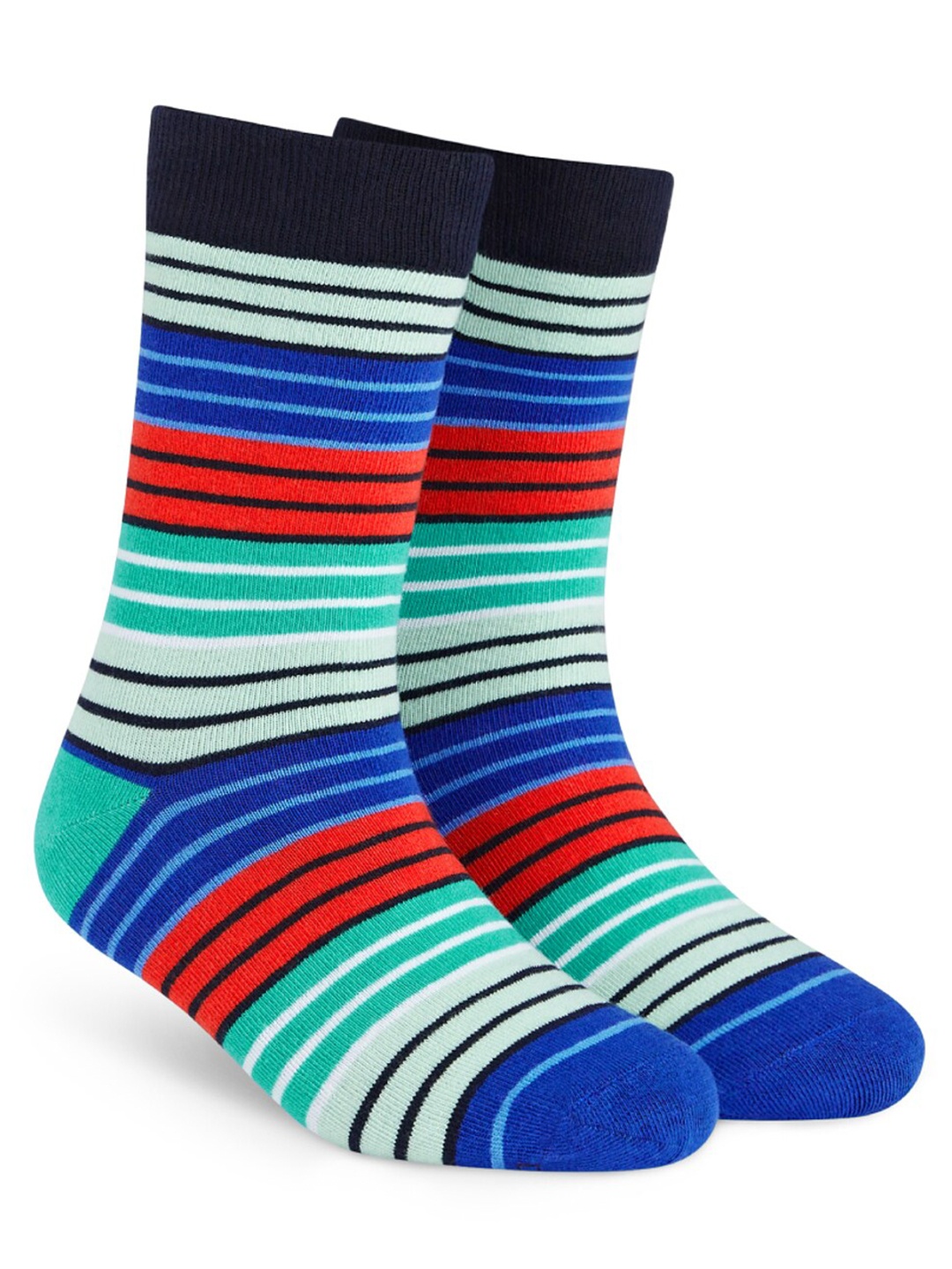 

Dynamocks Unisex Striped Anti-Microbial Calf Length Socks, Blue
