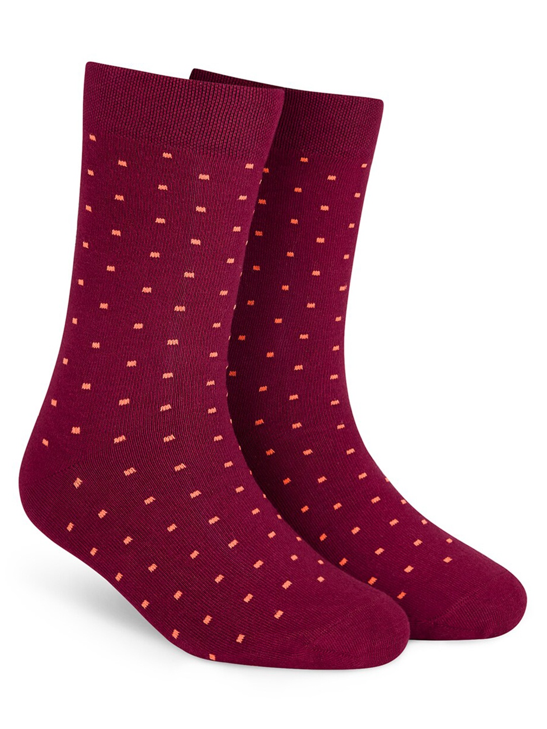 

Dynamocks Patterned Anti-Microbial Calf -Length Socks, Maroon