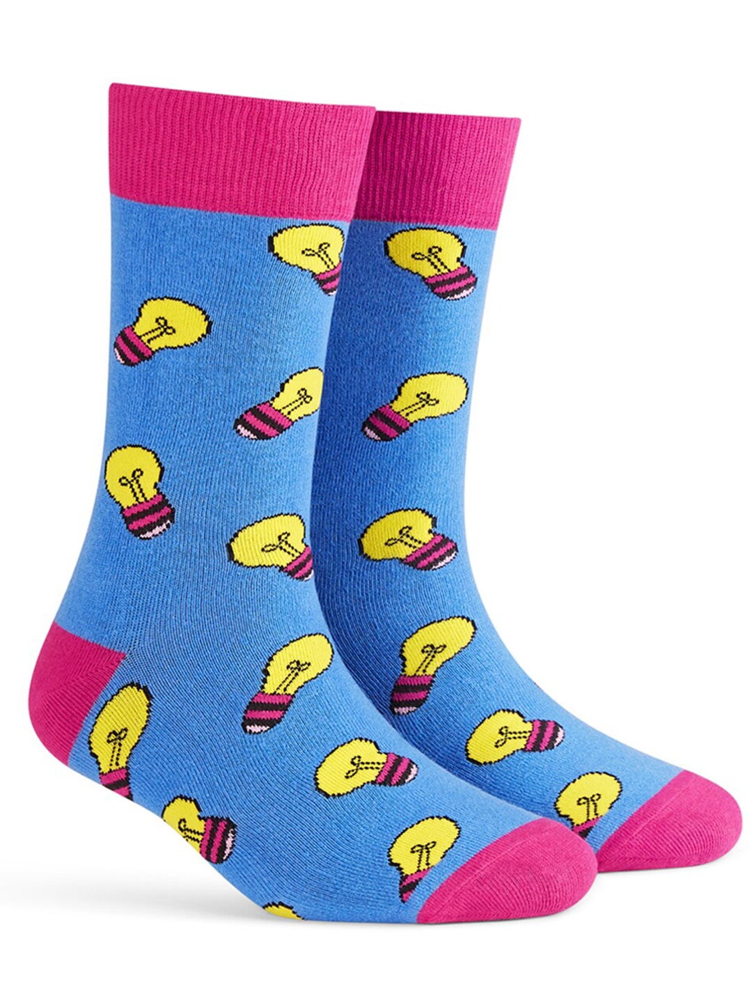 

Dynamocks Unisex Patterned Anti-Microbial Calf-Length Socks, Blue