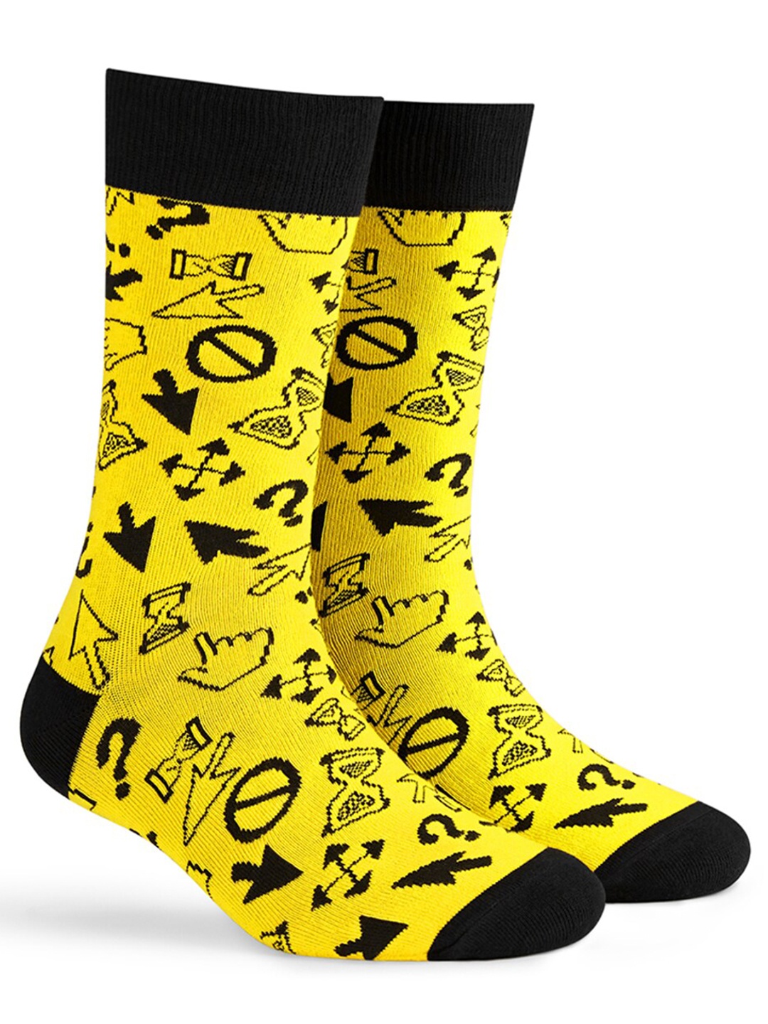 

Dynamocks Unisex Patterned Anti-Microbial Calf Length Socks, Yellow