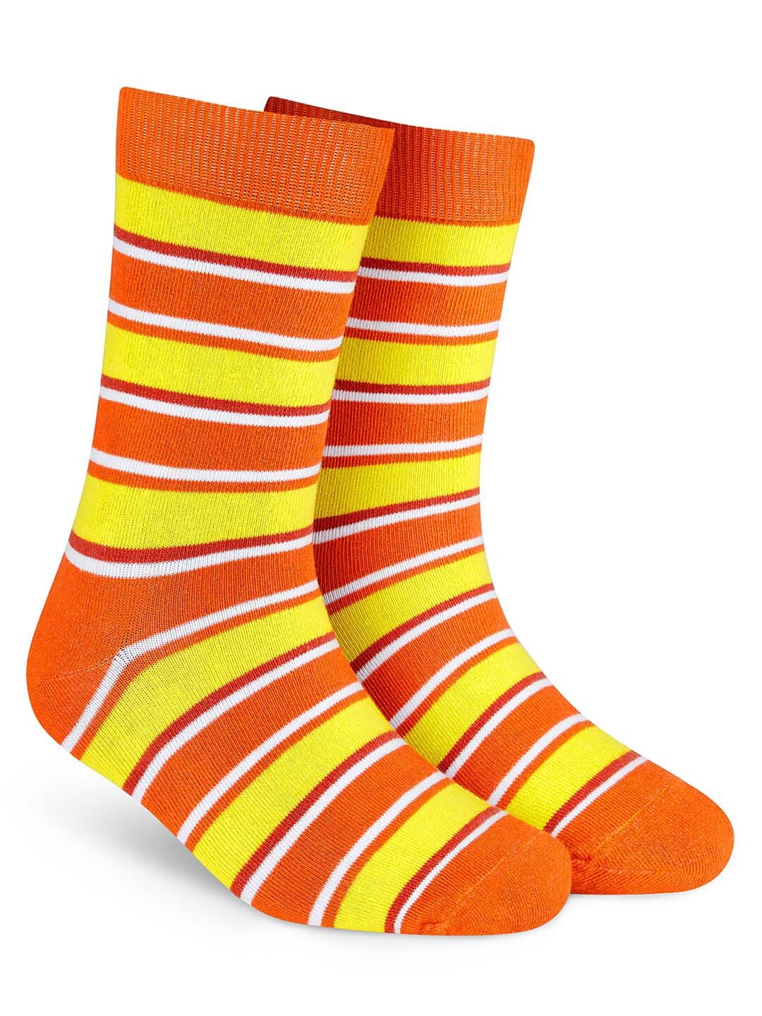 

Dynamocks Unisex Striped Anti-Microbial Calf Length Socks, Orange