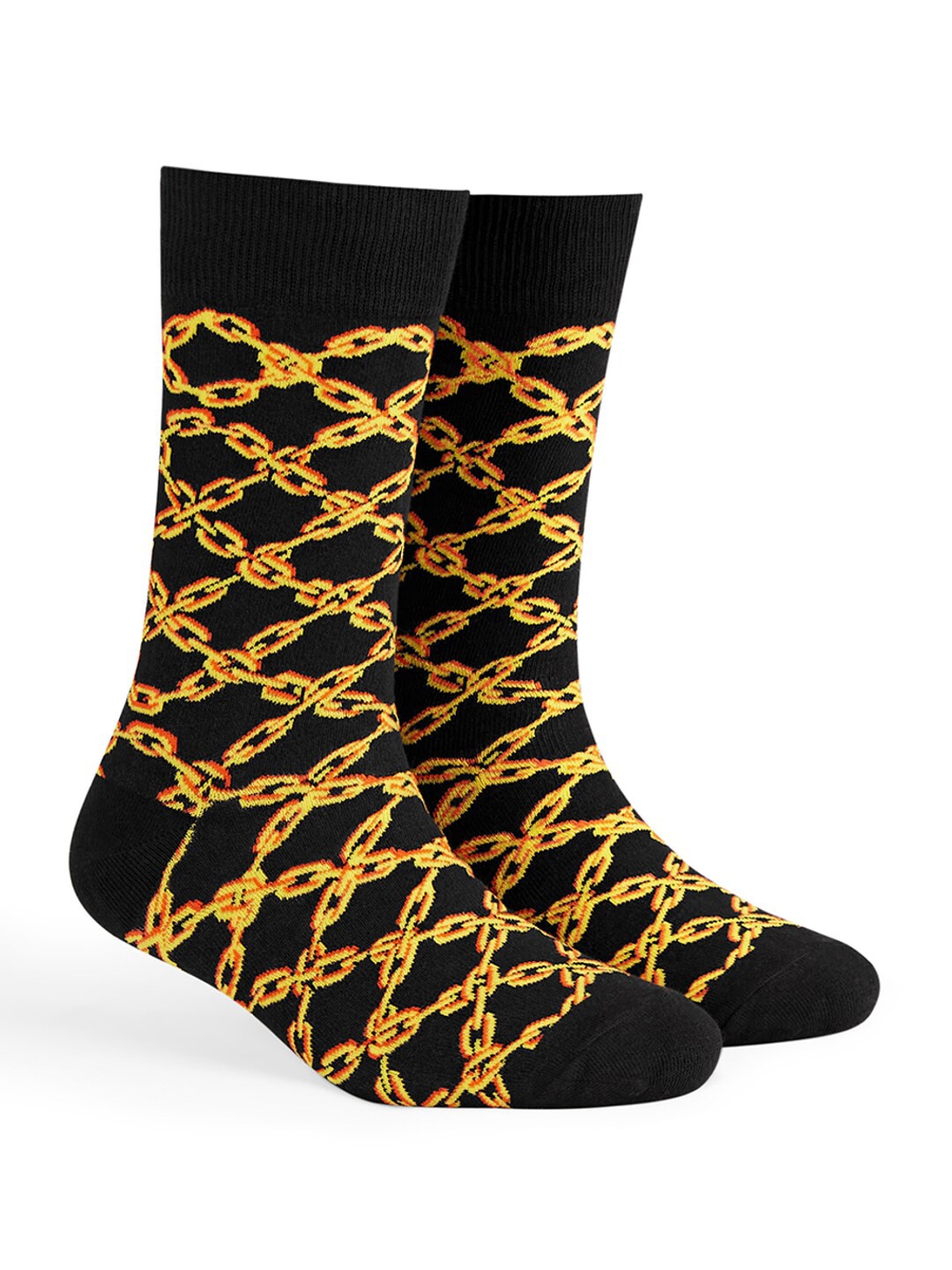 

Dynamocks Unisex Patterned Anti-Microbial Calf Length Socks, Black