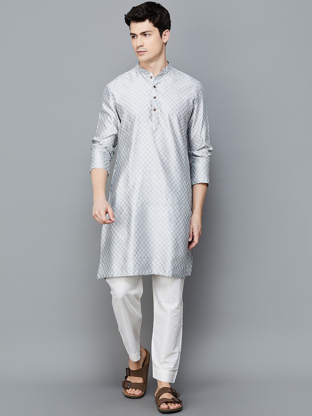 

Melange by Lifestyle Men Ethnic Motifs Regular Pure Cotton Kurta with Pyjamas, Blue