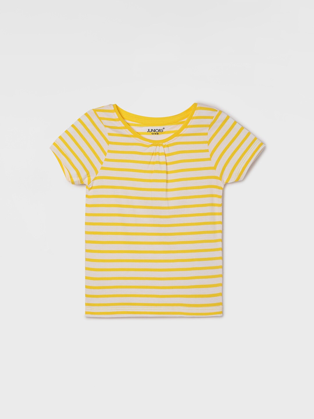 

Juniors by Lifestyle Girls Striped Cotton T-shirt, Yellow