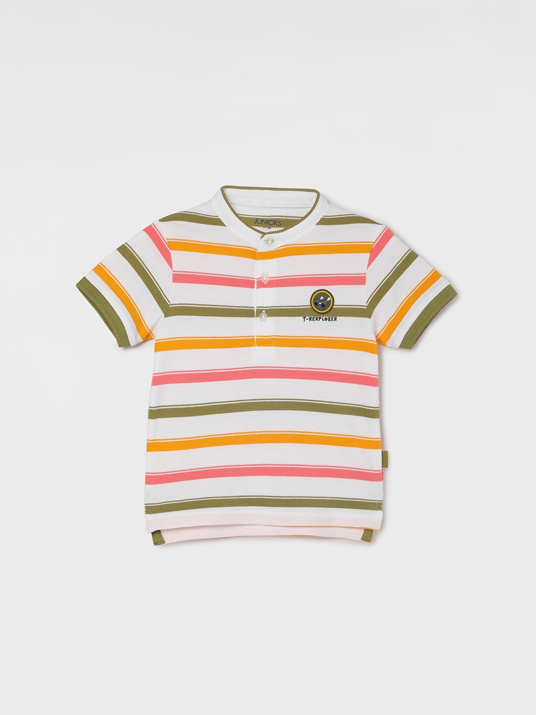 

Juniors by Lifestyle Boys Striped Cotton T-shirt, White