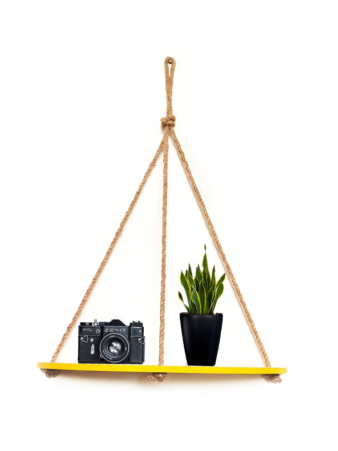 

VAH Kya Bat Hai !! Yellow 1 Layer Floating Wall Hanging Shelf