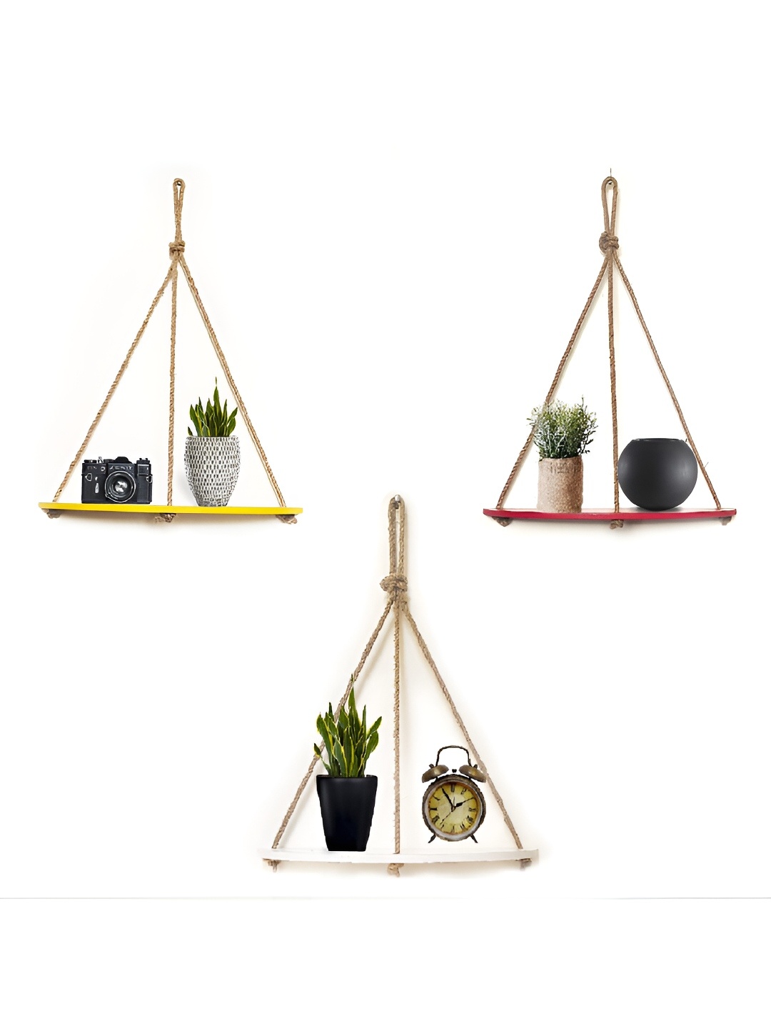 

VAH Kya Bat Hai !! Set of 3 Woodden Floating Shelves, Red