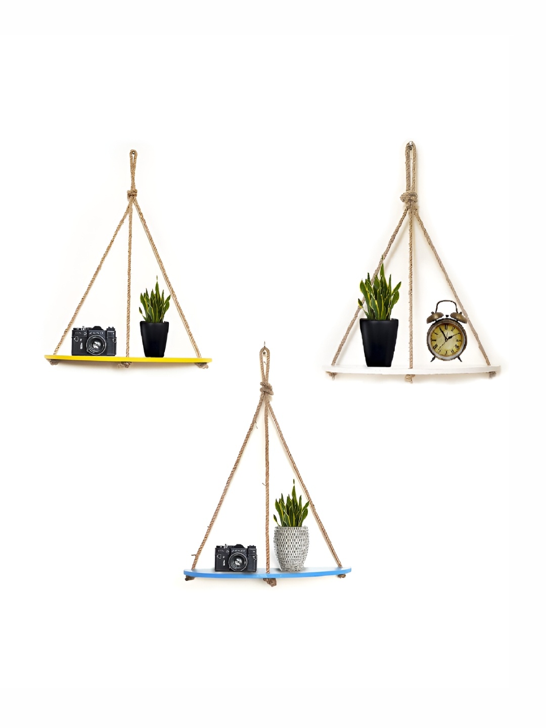 

VAH Kya Bat Hai !! Set of 3 Woodden Floating Shelves, White