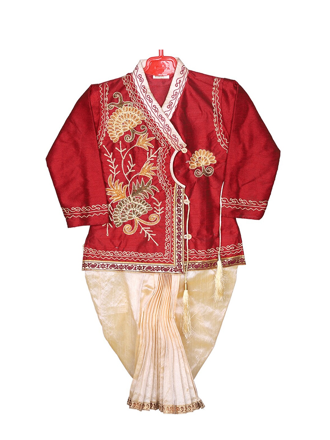 

BAESD Embroidered Kurta With Dhoti Pant Set, Red