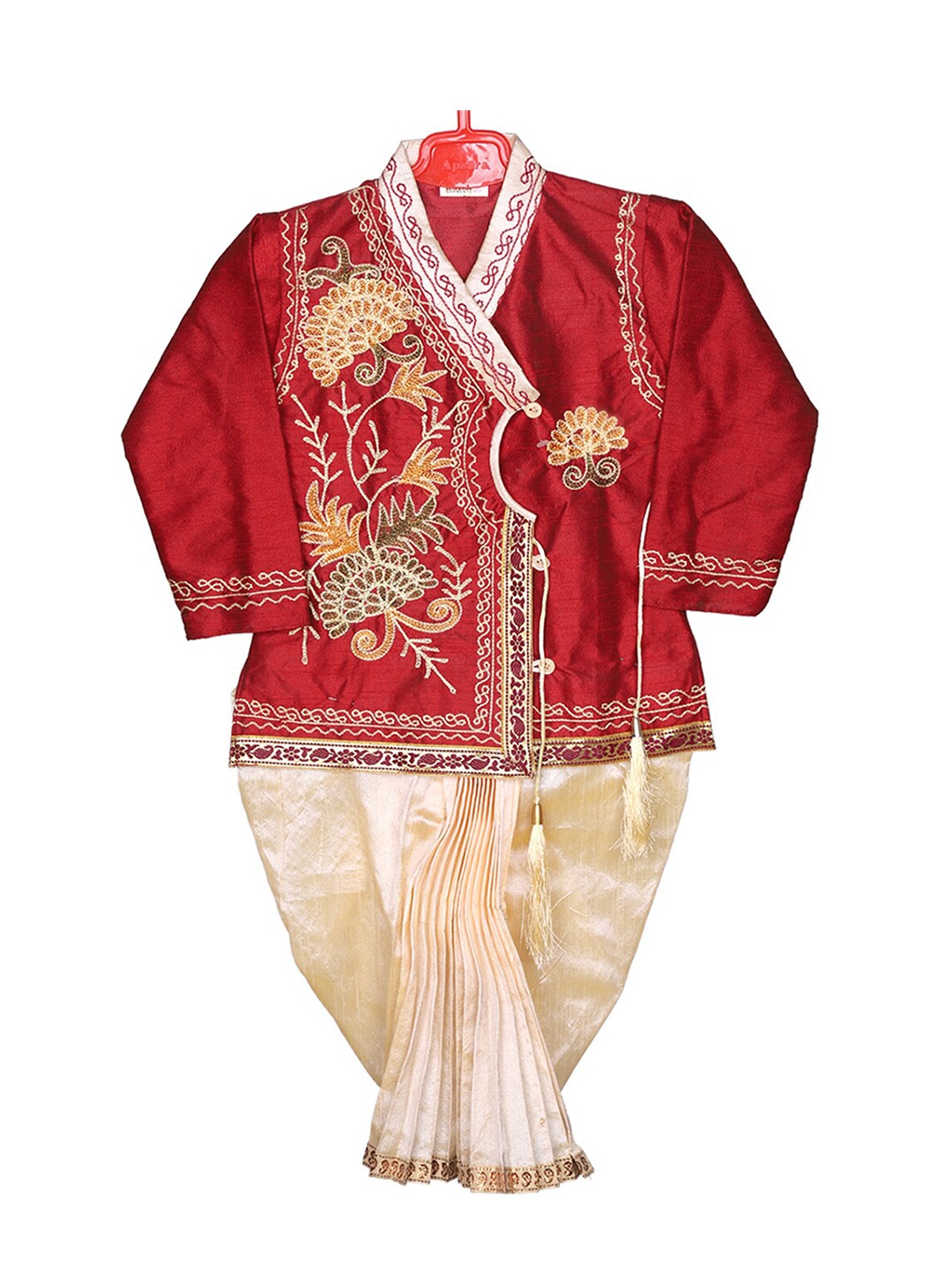 

BAESD Embroidered Kurta With Dhoti Pant Set, Red