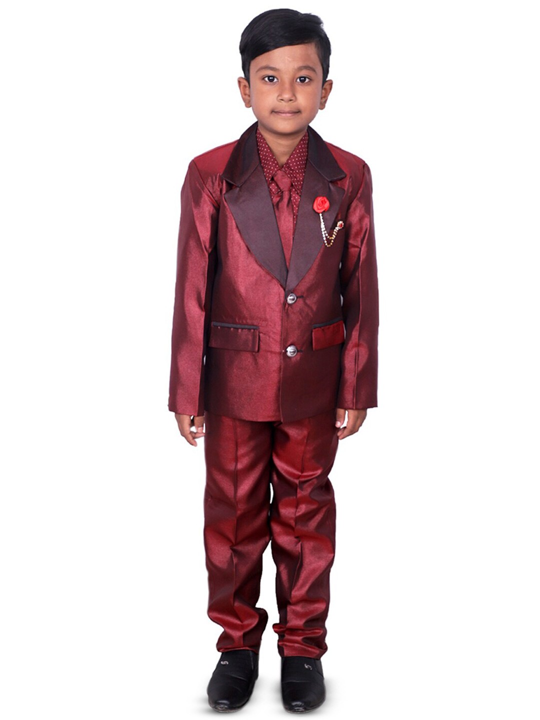 

BAESD Boys 4 Piece Single-Breasted Suit, Maroon