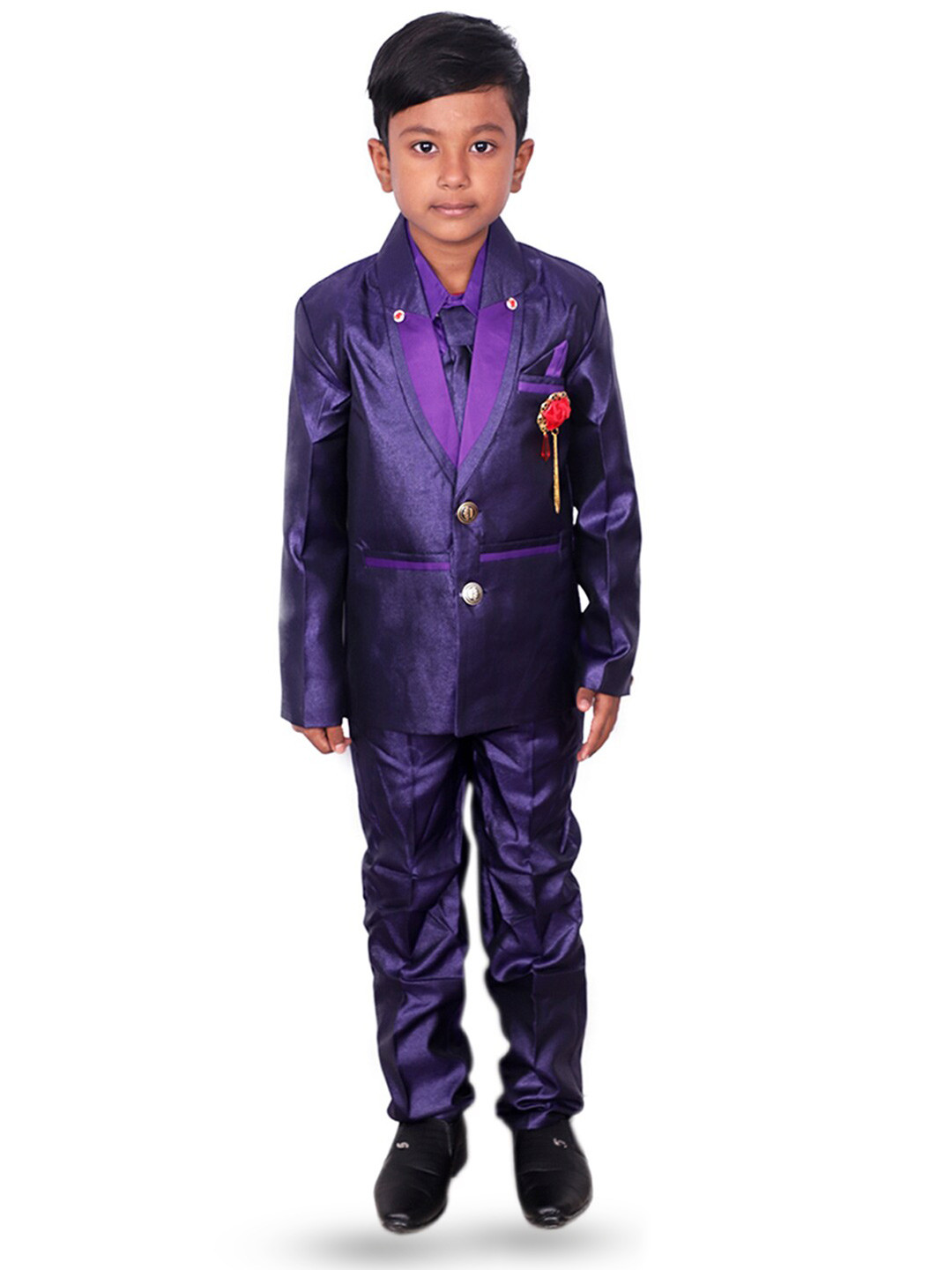 

BAESD Boys 4 Piece Single-Breasted Suit, Blue