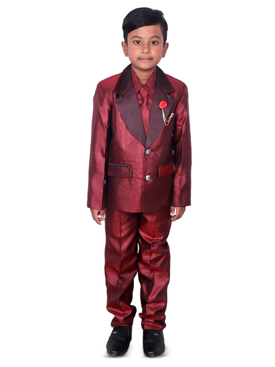 

BAESD Boys 4 Piece Single-Breasted Suit, Maroon