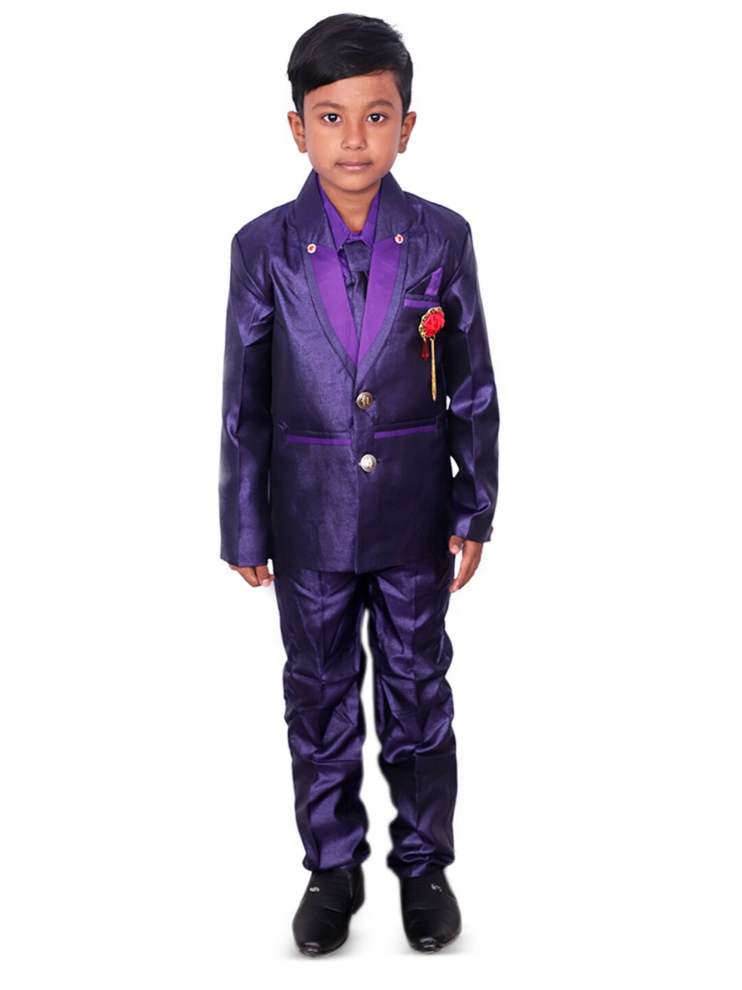 

BAESD Boys 4 Piece Single-Breasted Suit, Blue