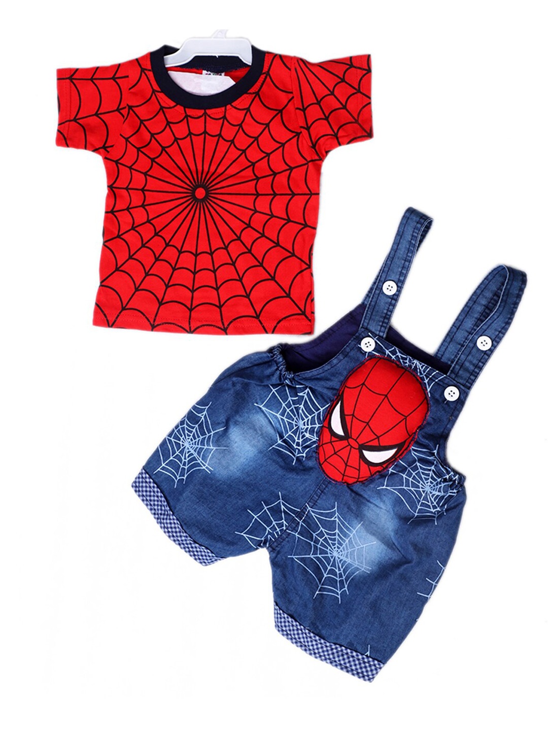 

BAESD Printed Pure Cotton Dungaree With T-Shirt, Red