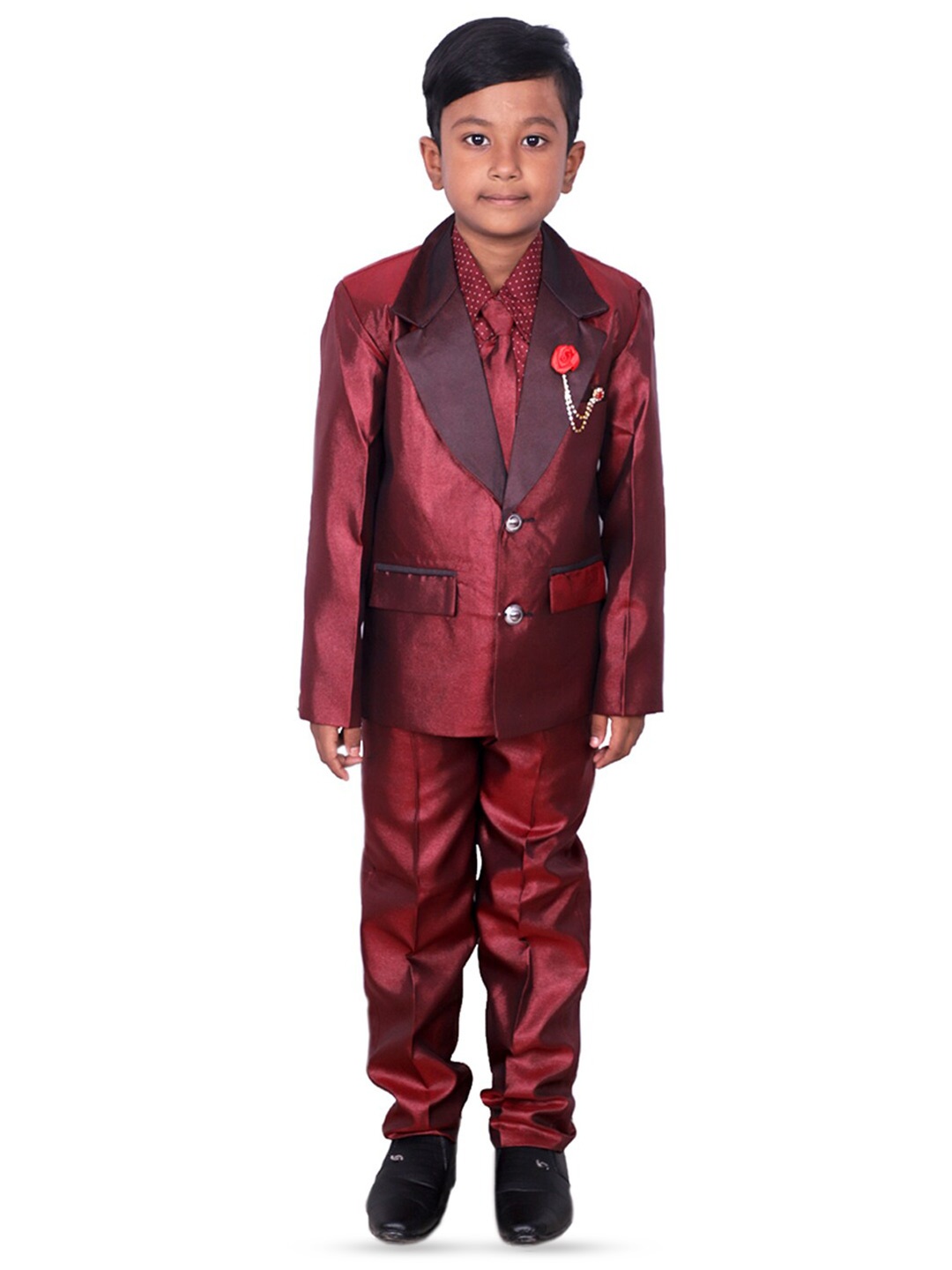 

BAESD Boys Single-Breasted 4-Piece Suit Set, Maroon