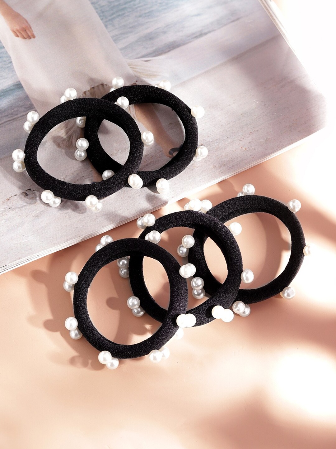 

Rubans Women Set of 5 Embellished Hairband, Black