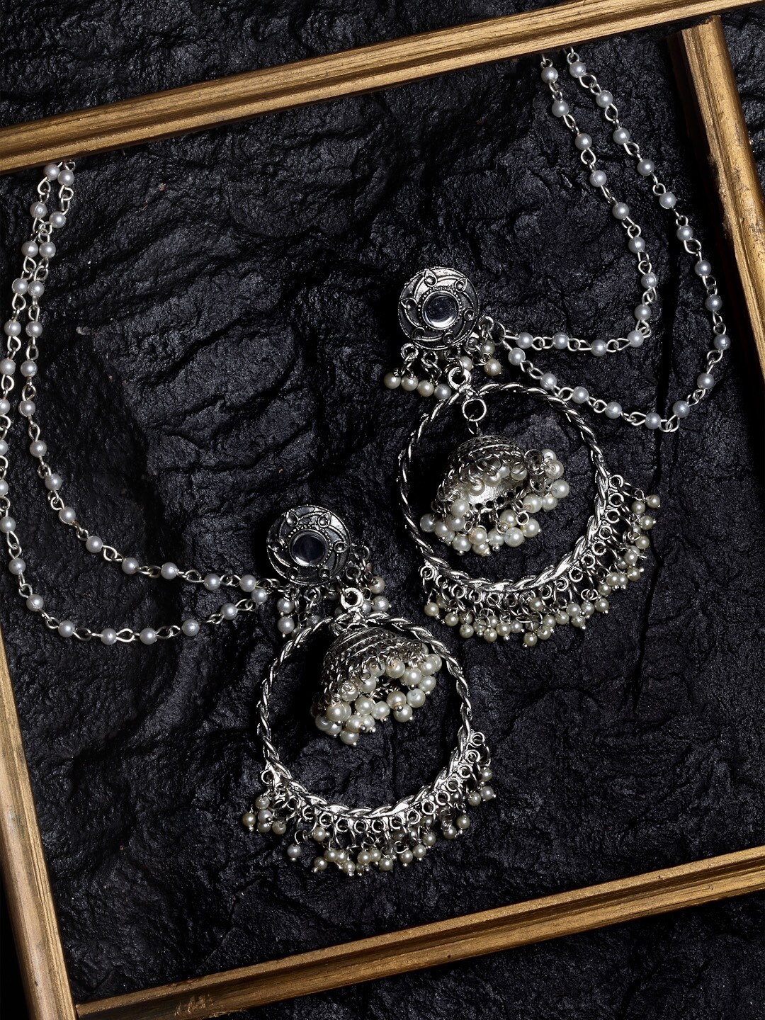 

PANASH Silver Plating Oxidised Jhumkas