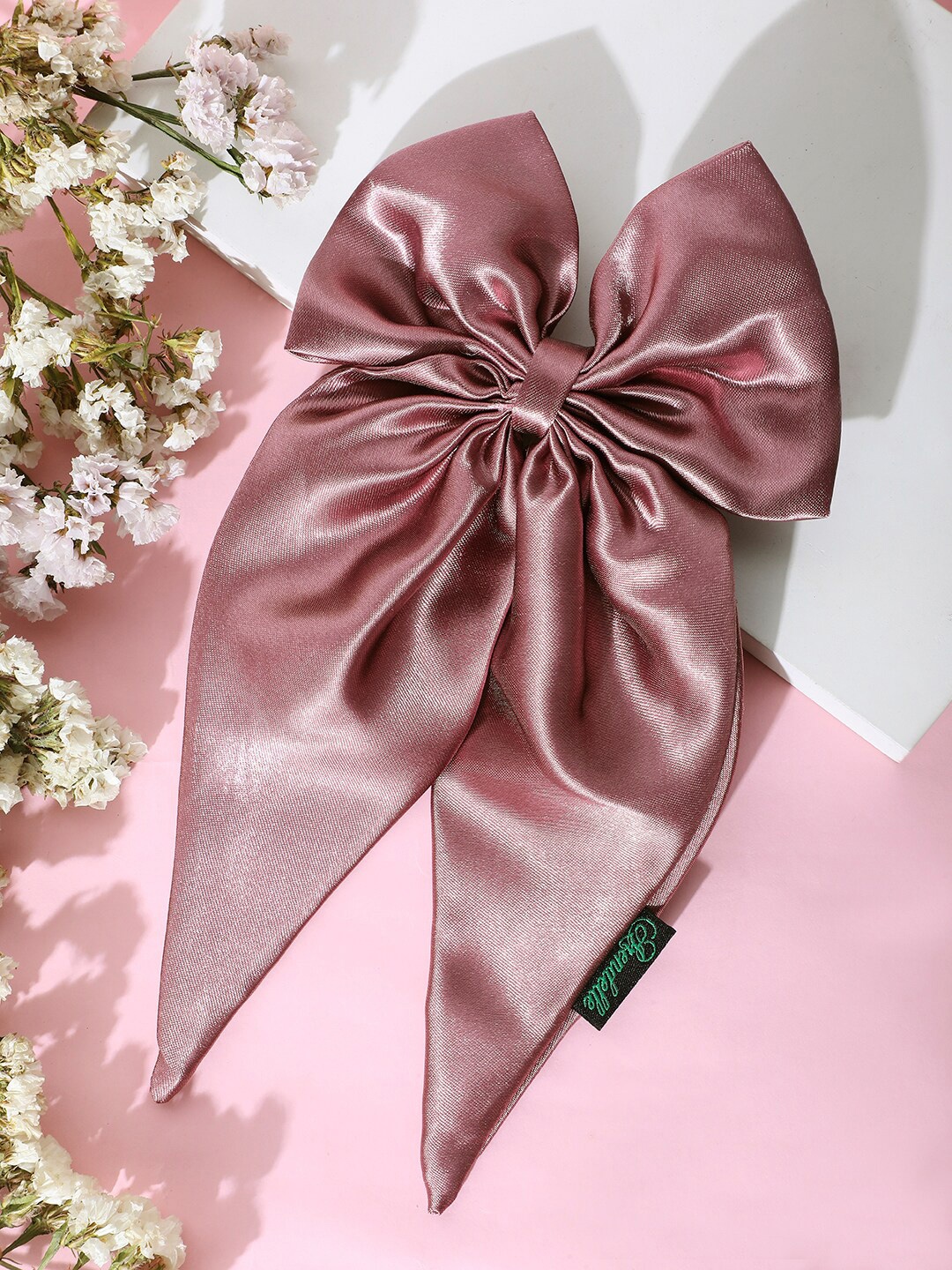 

Arendelle Women Satin Long Tail Bow with Alligator Clip, Mauve