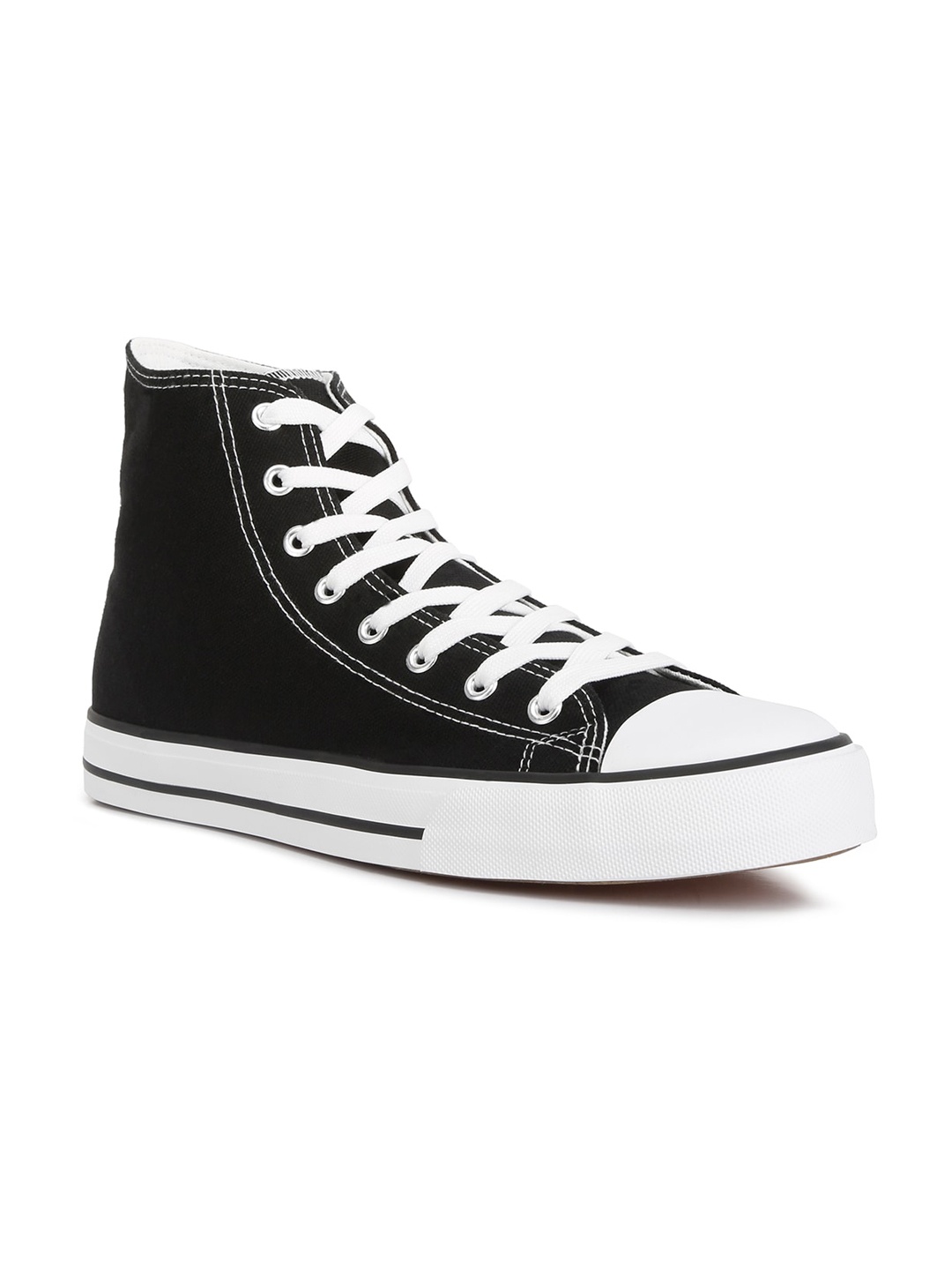 

London Rag Men Round Toe Mid-Top Canvas Sneakers, Black